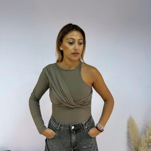 Body Monospalla con drappeggio anteriore