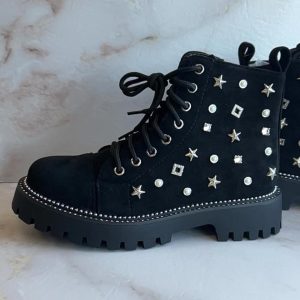 stivaletto nero basso in camoscio donna