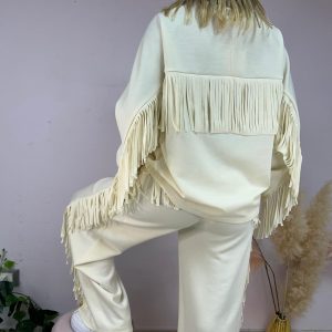 tuta panna con frange donna