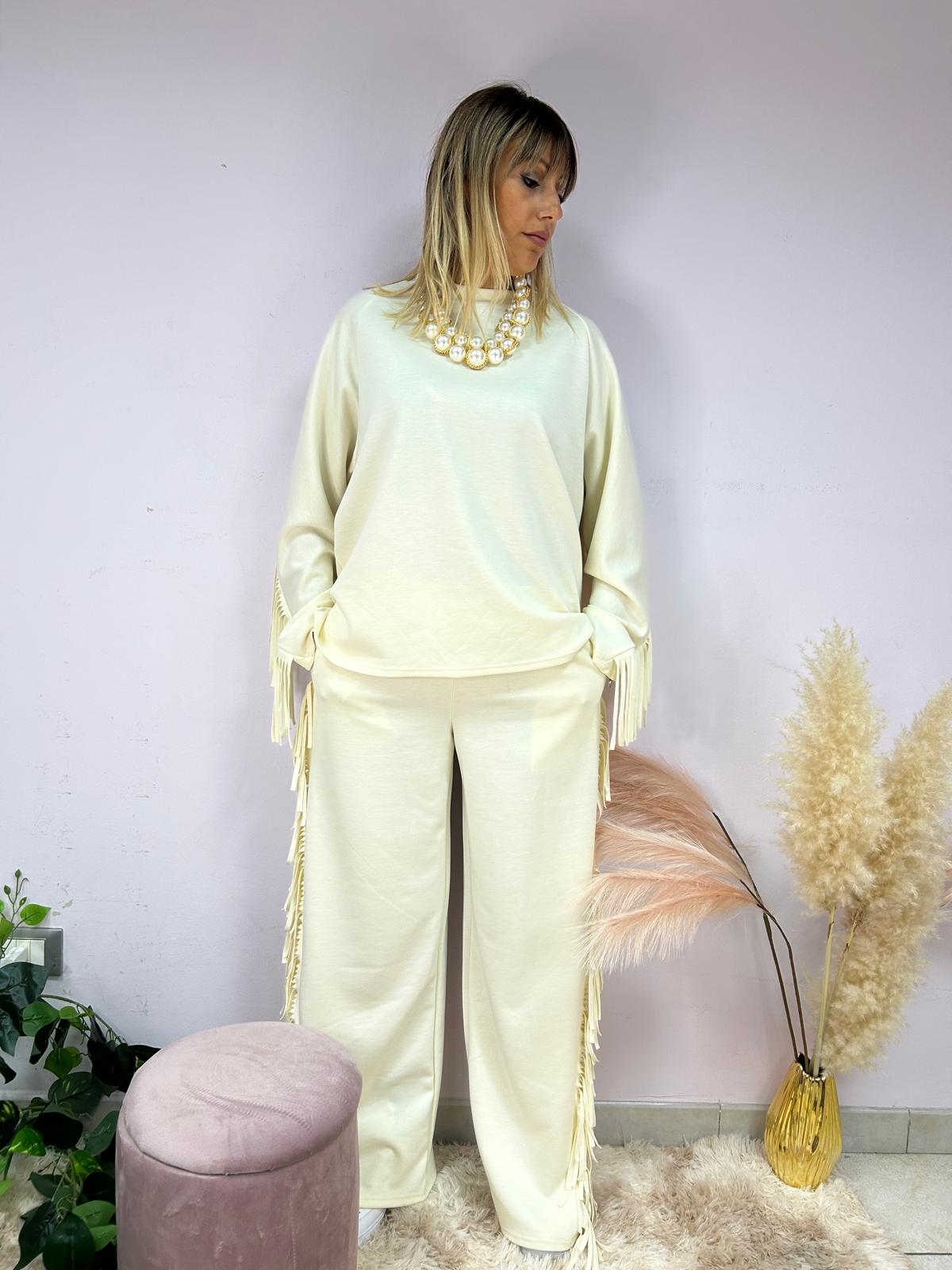 tuta panna con frange donna